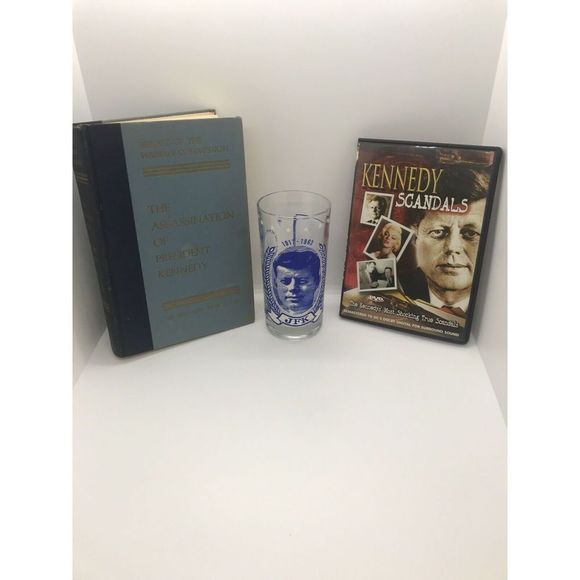 Lot 3-JFK President Kennedy Commemorative Glass- Book Assassination-DVD SCANDALS - Picture 1 of 9